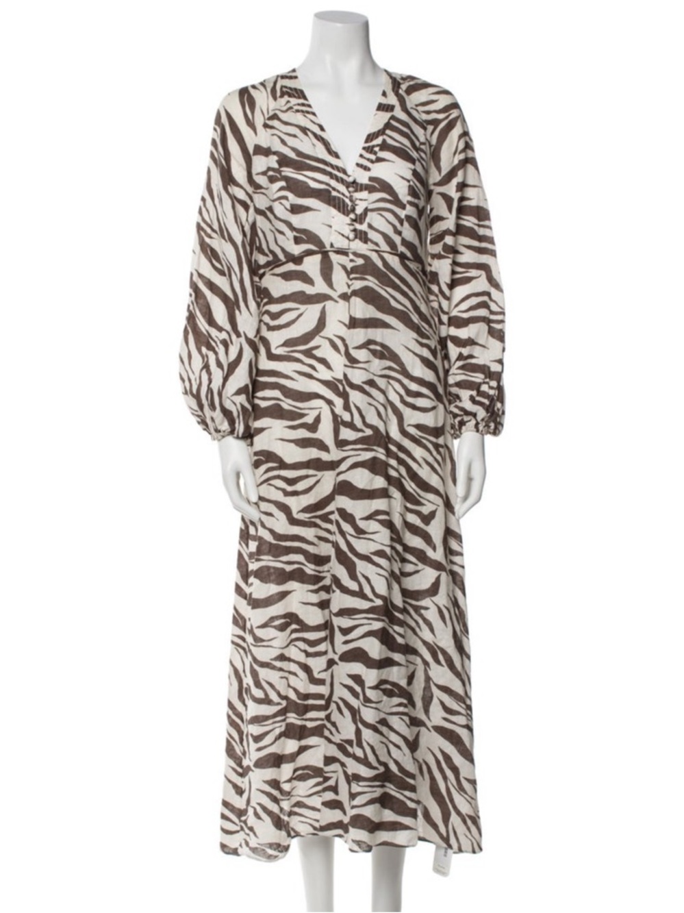 Zimmermann Cream and Brown Zebra-Print Dress
